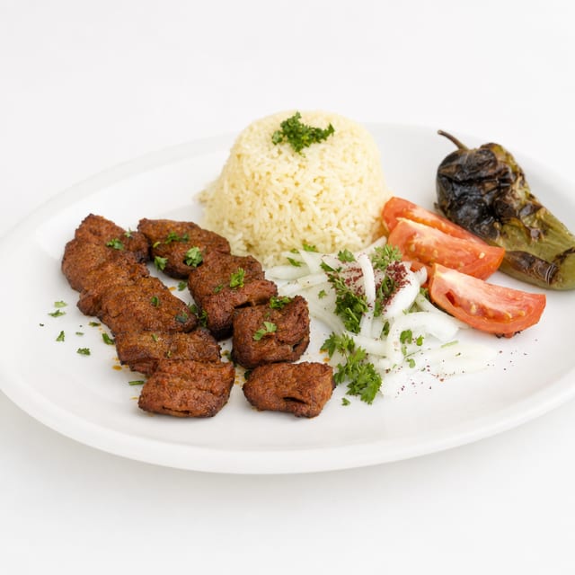Lamb Shish Kebab Plate.