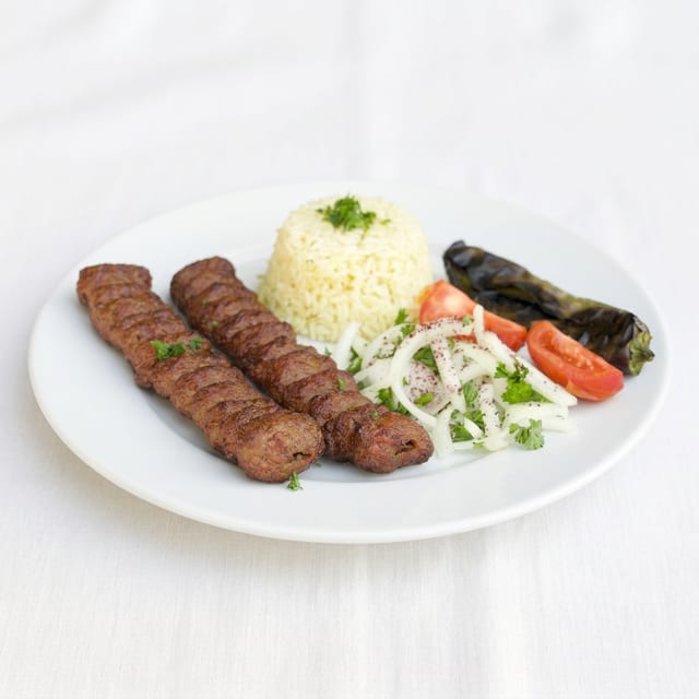 Beef Lula Kebab (Koobideh) Plate.
