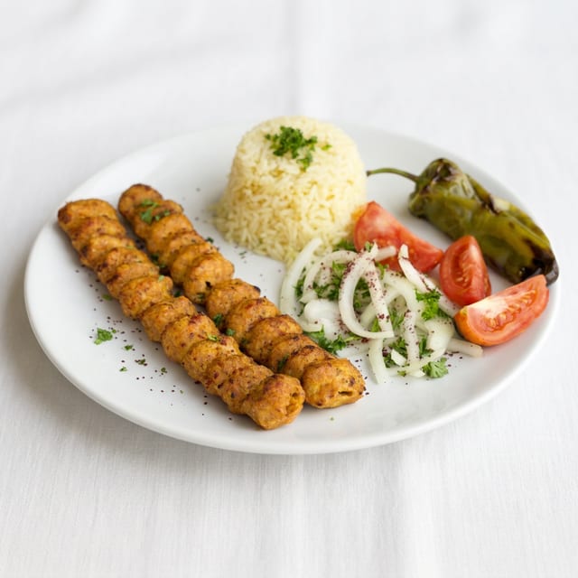 Chicken Lula Kebab (Koobideh) Plate.
